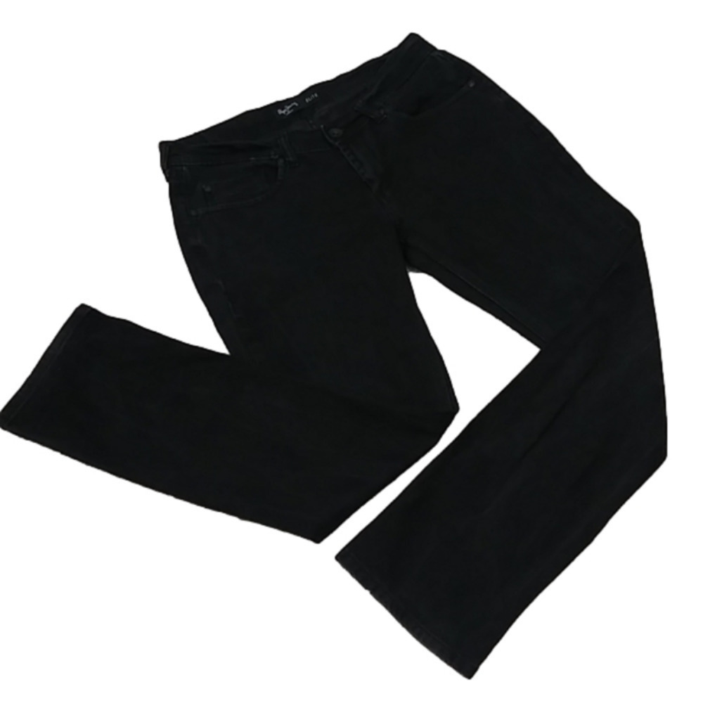 Pepe Jeans London Elite Black Five Pocket Mid Rise Zip Up Straight Leg Denim